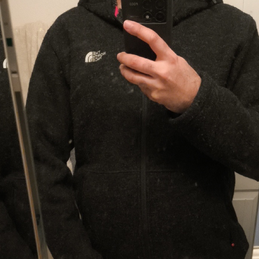 The North Face Black Wool Blend Jacket With Hood